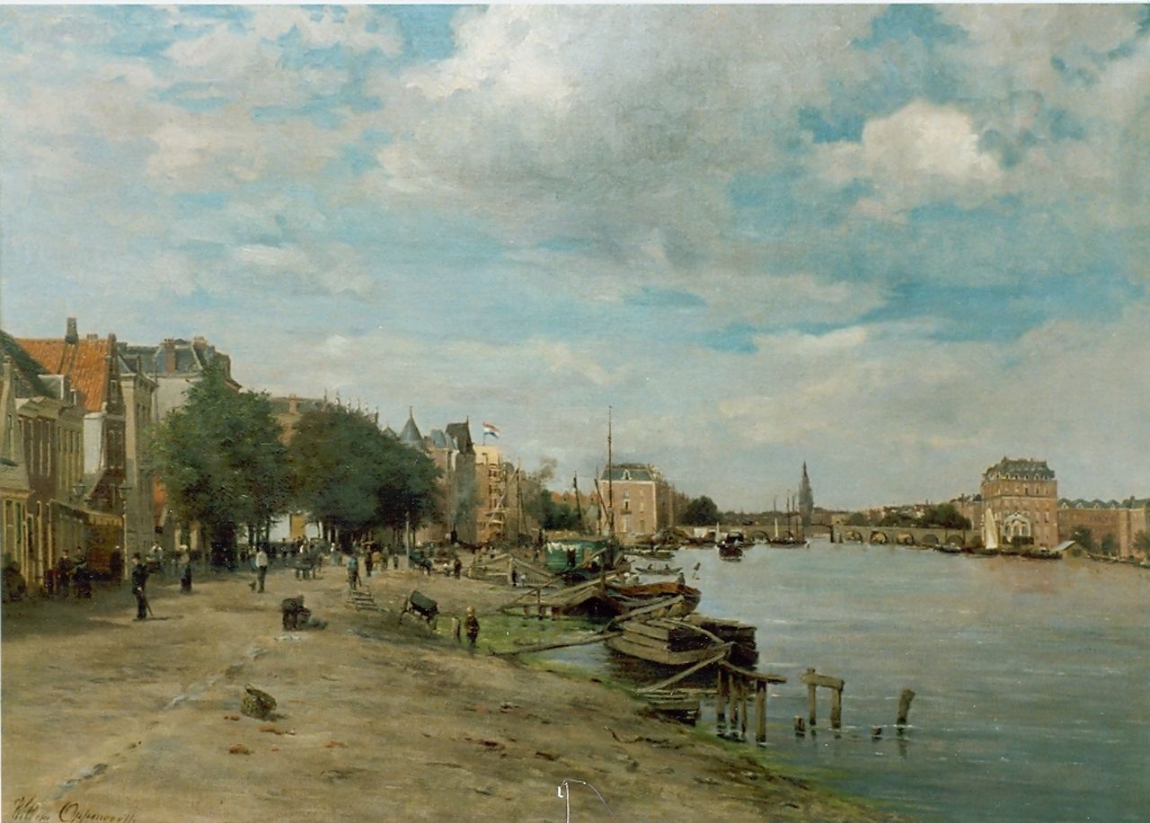 Oppenoorth W.J. | 'Willem' Johannes Oppenoorth, Amsterdams stadsgezicht, olieverf op doek 70,8 x 101,0 cm, gesigneerd linksonder Oppenoorth W.J. | 'Willem' Johannes Oppenoorth, Amsterdams stadsgezicht, olieverf op doek 70,8 x 101,0 cm, gesigneerd linksonder