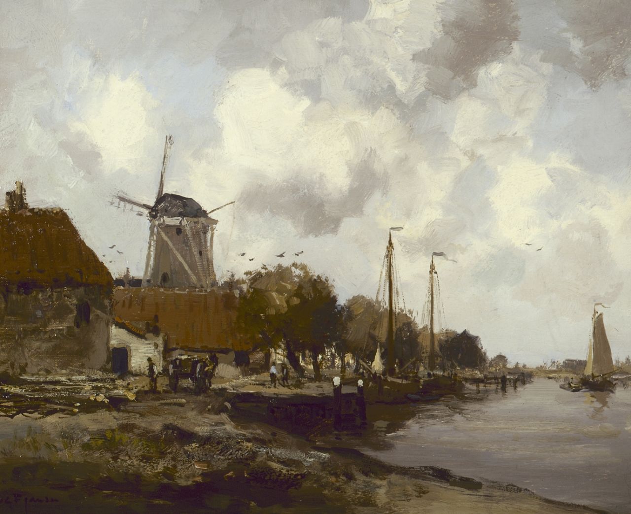 Jansen W.G.F. | 'Willem' George Frederik Jansen, Stadje aan de Zuiderzee, olieverf op doek 41,0 x 51,0 cm, gesigneerd linksonder Jansen W.G.F. | 'Willem' George Frederik Jansen, Stadje aan de Zuiderzee, olieverf op doek 41,0 x 51,0 cm, gesigneerd linksonder