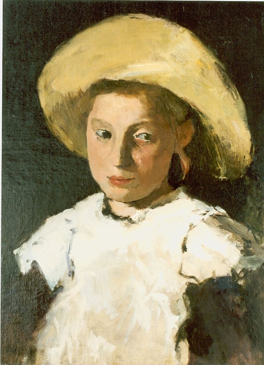 Ritsema J.J. | Jacoba Johanna 'Coba' Ritsema, Meisje met hoed, olieverf op doek 65,3 x 51,2 cm, gesigneerd rechtsonder Ritsema J.J. | Jacoba Johanna 'Coba' Ritsema, Meisje met hoed, olieverf op doek 65,3 x 51,2 cm, gesigneerd rechtsonder