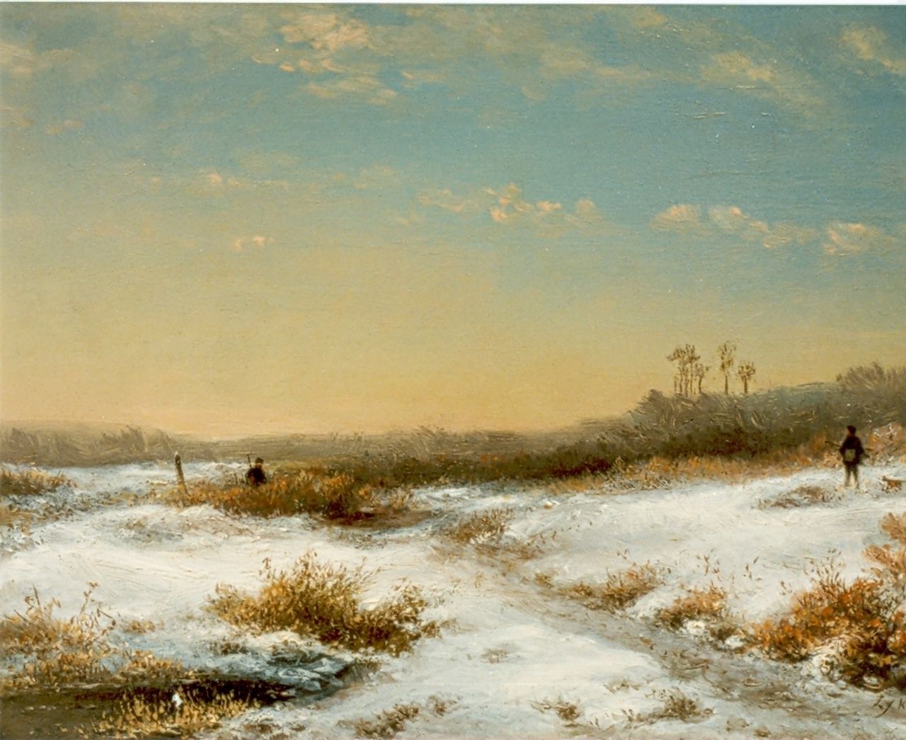 Kleijn L.J. | Lodewijk Johannes Kleijn, Jagers in winterlandschap, olieverf op paneel 32,5 x 31,2 cm, gesigneerd rechtsonder Kleijn L.J. | Lodewijk Johannes Kleijn, Jagers in winterlandschap, olieverf op paneel 32,5 x 31,2 cm, gesigneerd rechtsonder