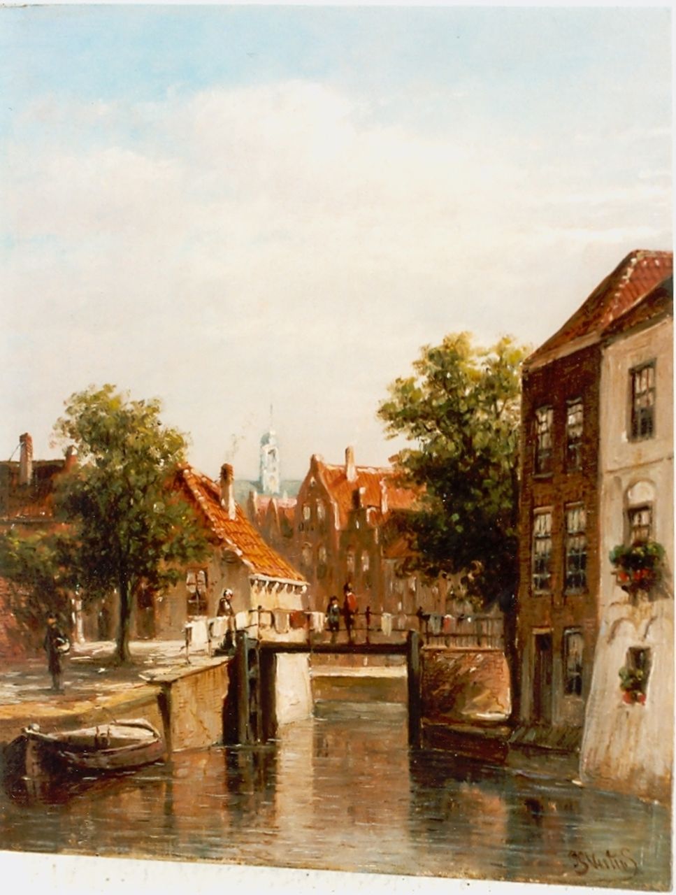 Vertin P.G. | Petrus Gerardus Vertin, Zonnig grachtje, olieverf op paneel 23,3 x 18,7 cm, gesigneerd rechtsonder Vertin P.G. | Petrus Gerardus Vertin, Zonnig grachtje, olieverf op paneel 23,3 x 18,7 cm, gesigneerd rechtsonder
