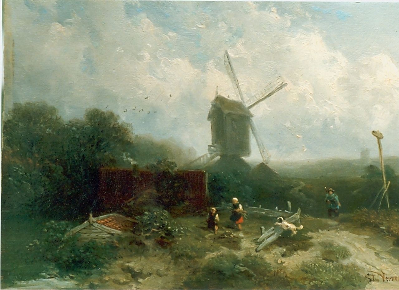 Verveer S.L. | 'Salomon' Leonardus Verveer, Molenlandschapje, olieverf op paneel 14,7 x 20,5 cm, gesigneerd rechtsonder Verveer S.L. | 'Salomon' Leonardus Verveer, Molenlandschapje, olieverf op paneel 14,7 x 20,5 cm, gesigneerd rechtsonder