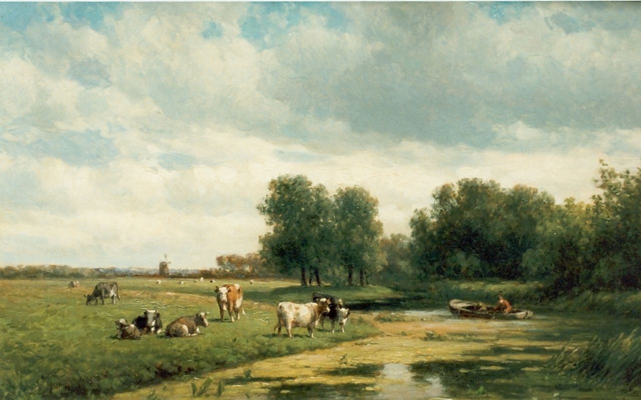 Vester W. | Willem Vester, Polderlandschap met koeien, olieverf op doek 30,0 x 47,7 cm, gesigneerd rechtsonder Vester W. | Willem Vester, Polderlandschap met koeien, olieverf op doek 30,0 x 47,7 cm, gesigneerd rechtsonder