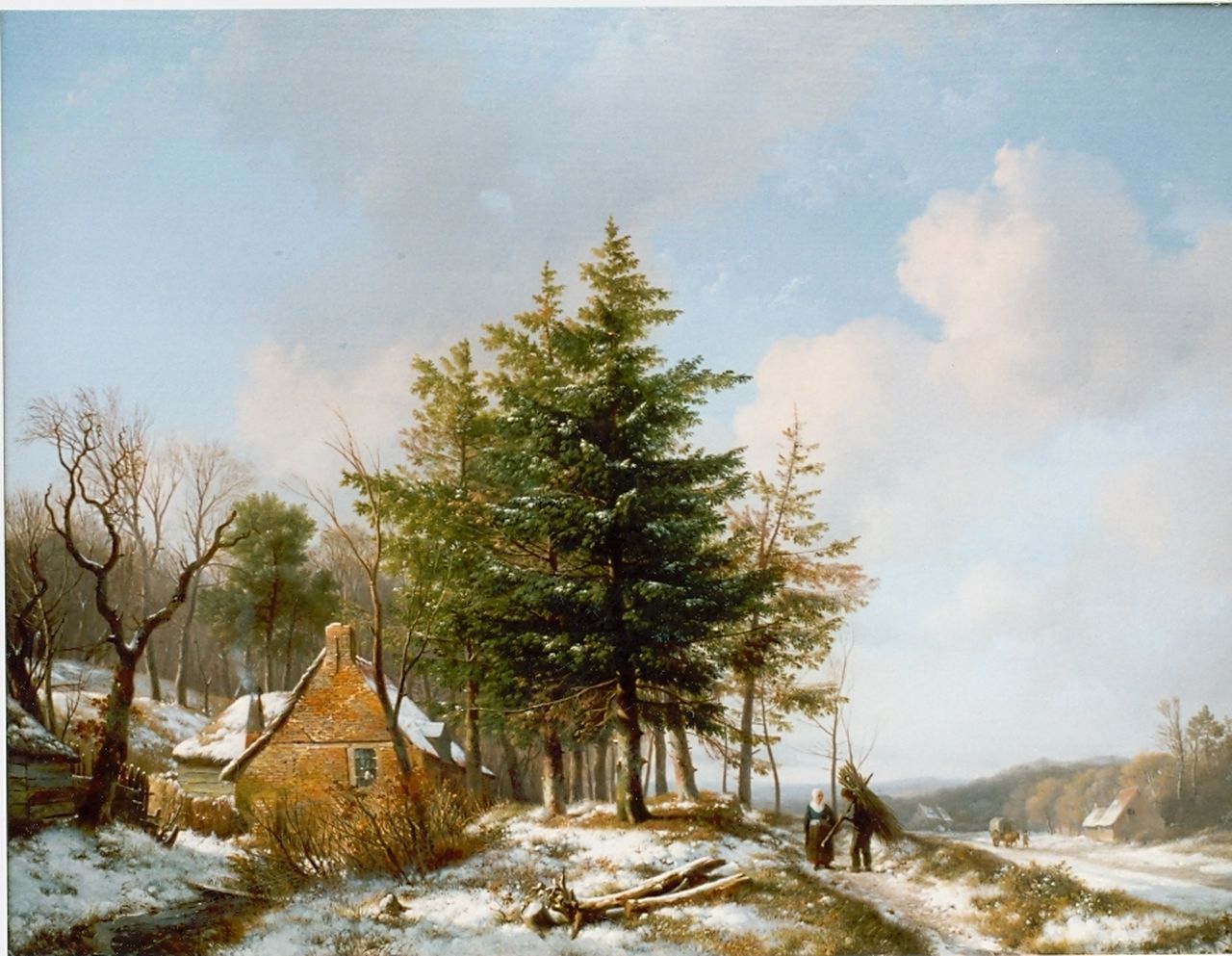 Sande Bakhuyzen H. van de | Hendrikus van de Sande Bakhuyzen, Wintergezicht, olieverf op paneel 46,8 x 60,0 cm, gesigneerd linksonder Sande Bakhuyzen H. van de | Hendrikus van de Sande Bakhuyzen, Wintergezicht, olieverf op paneel 46,8 x 60,0 cm, gesigneerd linksonder