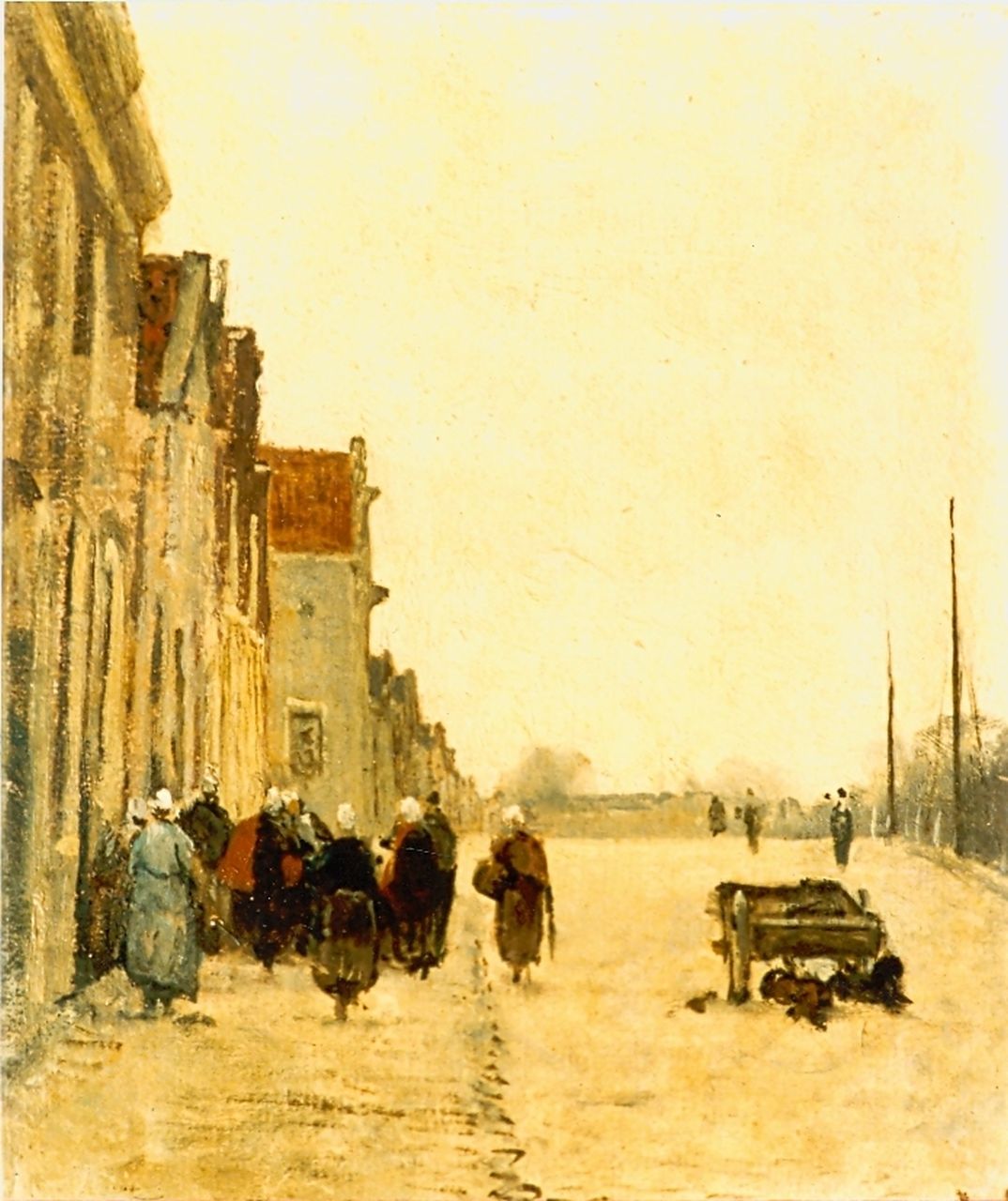 Sadée P.L.J.F. | Philip Lodewijk Jacob Frederik Sadée, Straatje met vrouwen in klederdracht, olieverf op doek op paneel 33,3 x 28,1 cm, gesigneerd rechtsonder Sadée P.L.J.F. | Philip Lodewijk Jacob Frederik Sadée, Straatje met vrouwen in klederdracht, olieverf op doek op paneel 33,3 x 28,1 cm, gesigneerd rechtsonder