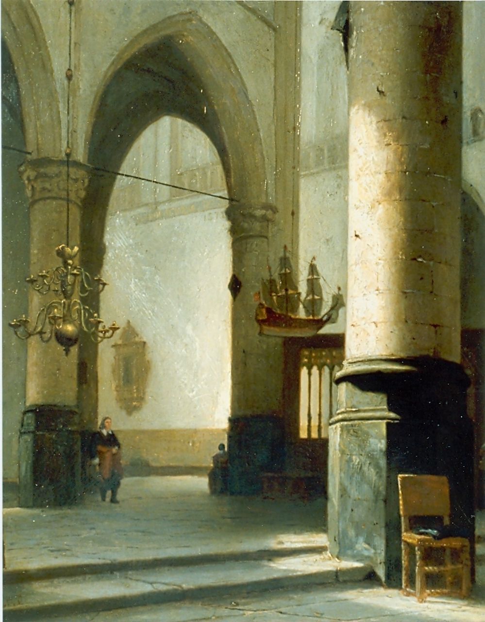 Schenkel J.J.  | Jan Jacob Schenkel, Kerkinterieur, olieverf op paneel 45,7 x 36,8 cm, gesigneerd linksonder