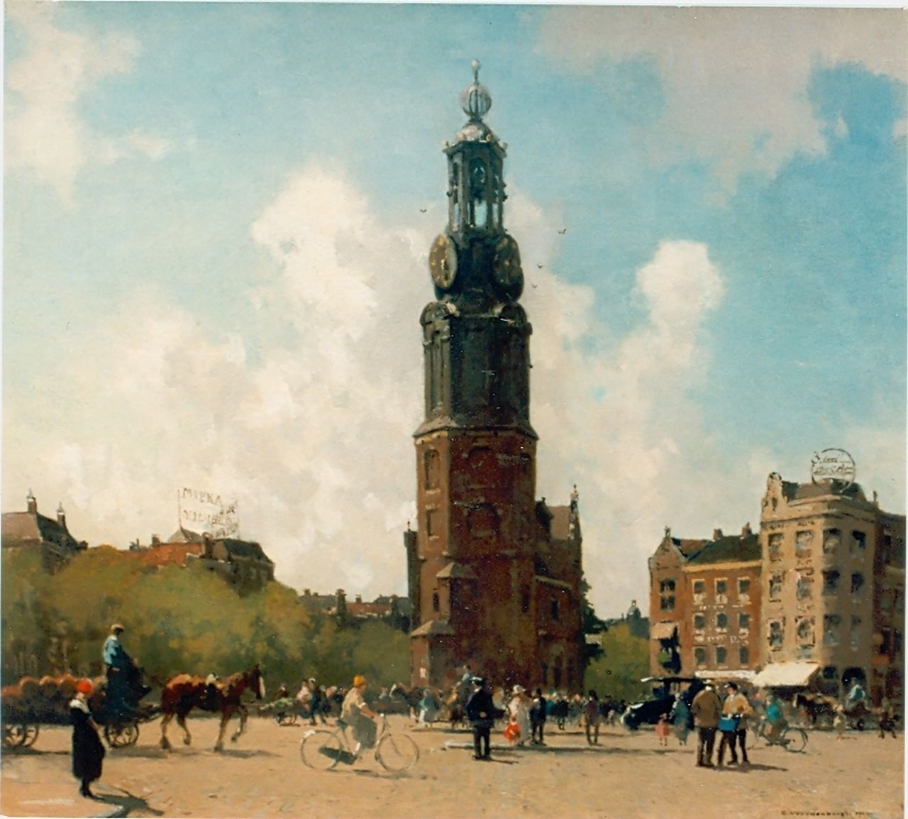 Vreedenburgh C. | Cornelis Vreedenburgh, De Munttoren, Amsterdam, olieverf op doek 53,0 x 59,0 cm, gesigneerd rechtsonder en gedateerd 1924 Vreedenburgh C. | Cornelis Vreedenburgh, De Munttoren, Amsterdam, olieverf op doek 53,0 x 59,0 cm, gesigneerd rechtsonder en gedateerd 1924
