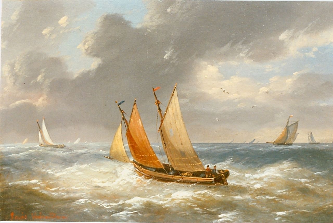 Verboeckhoven C.L. | Charles Louis Verboeckhoven, Zeegezichtje, olieverf op paneel 12,0 x 17,3 cm, gesigneerd linksonder Verboeckhoven C.L. | Charles Louis Verboeckhoven, Zeegezichtje, olieverf op paneel 12,0 x 17,3 cm, gesigneerd linksonder