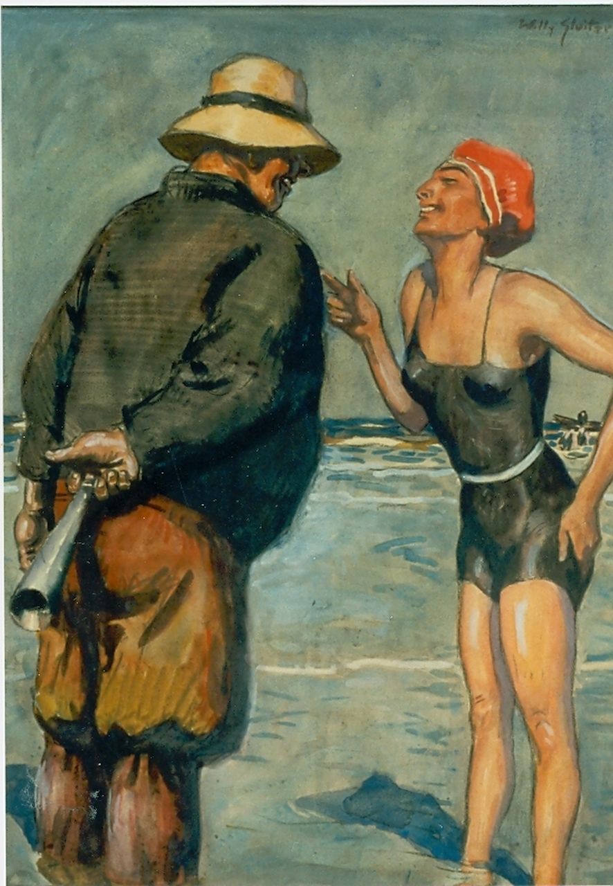 Sluiter J.W.  | Jan Willem 'Willy' Sluiter, Een vermakelijk onderonsje, gemengde techniek op board 48,0 x 37,0 cm, gesigneerd rechtsboven
