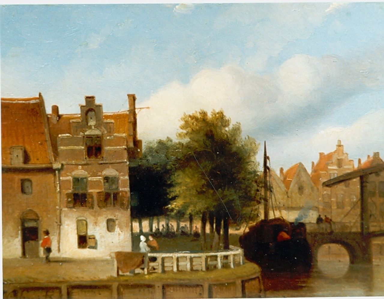 Smits J.G. | Jan Gerard Smits, Stadsgezicht, olieverf op paneel 14,0 x 18,5 cm, gesigneerd linksonder Smits J.G. | Jan Gerard Smits, Stadsgezicht, olieverf op paneel 14,0 x 18,5 cm, gesigneerd linksonder