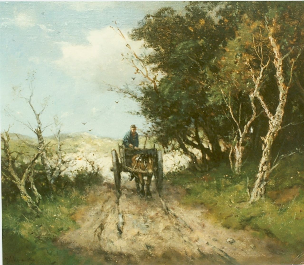 Scherrewitz J.F.C.  | Johan Frederik Cornelis Scherrewitz, Schelpenvisser achter de duinen, olieverf op doek 44,7 x 55,2 cm, gesigneerd linksonder