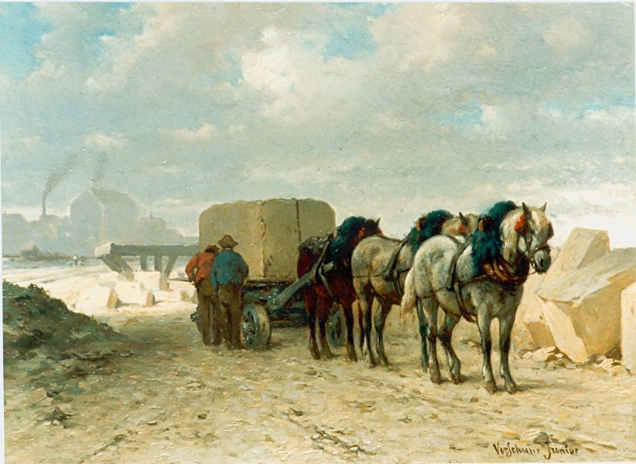Verschuur jr. W. | Wouter Verschuur jr., Steengroeve, olieverf op paneel 15,3 x 20,5 cm, gesigneerd rechtsonder Verschuur jr. W. | Wouter Verschuur jr., Steengroeve, olieverf op paneel 15,3 x 20,5 cm, gesigneerd rechtsonder