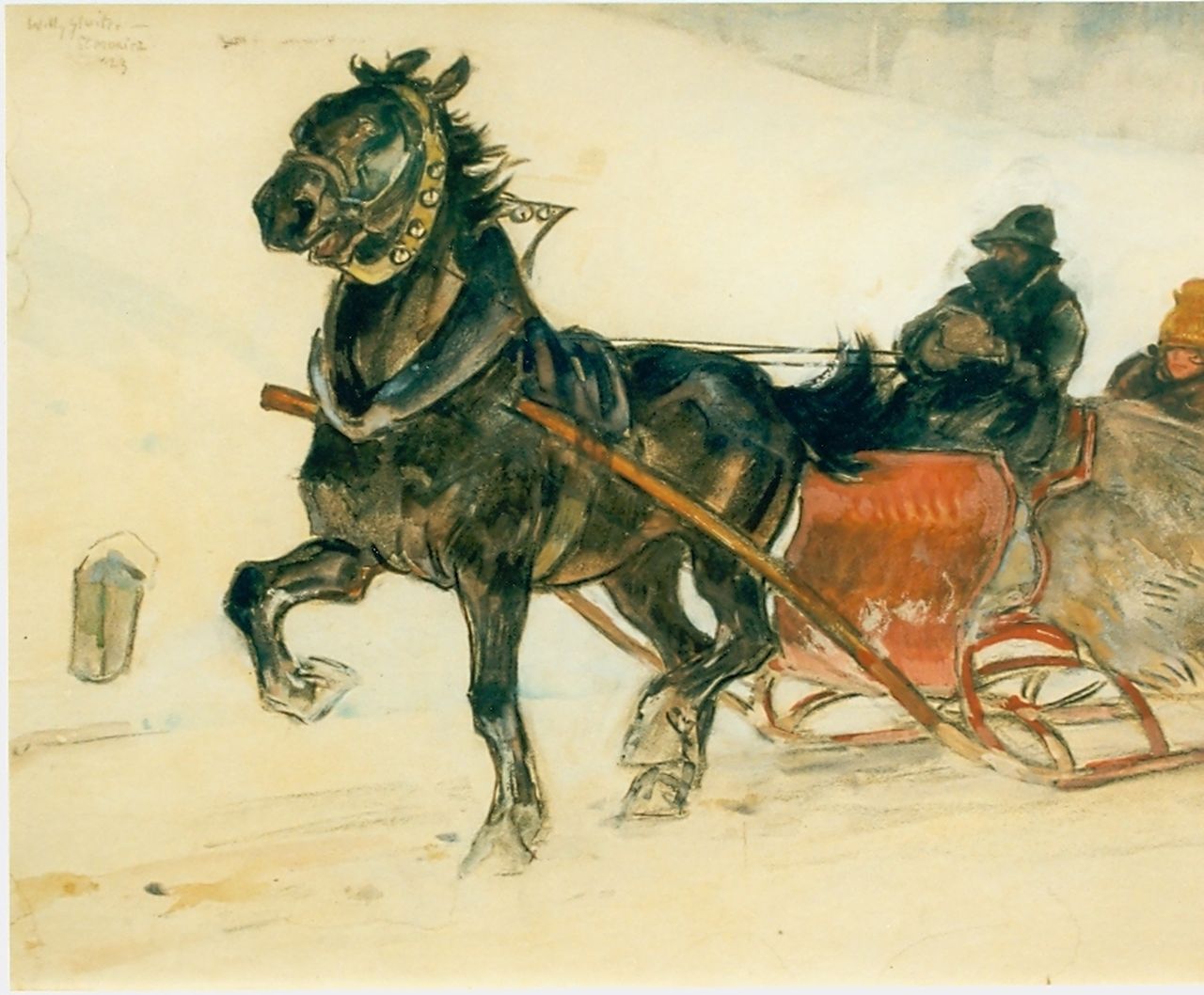 Sluiter J.W. | Jan Willem 'Willy' Sluiter, St. Moritz, 1910, krijt op papier 32,0 x 41,0 cm, gesigneerd rechtsboven Sluiter J.W. | Jan Willem 'Willy' Sluiter, St. Moritz, 1910, krijt op papier 32,0 x 41,0 cm, gesigneerd rechtsboven