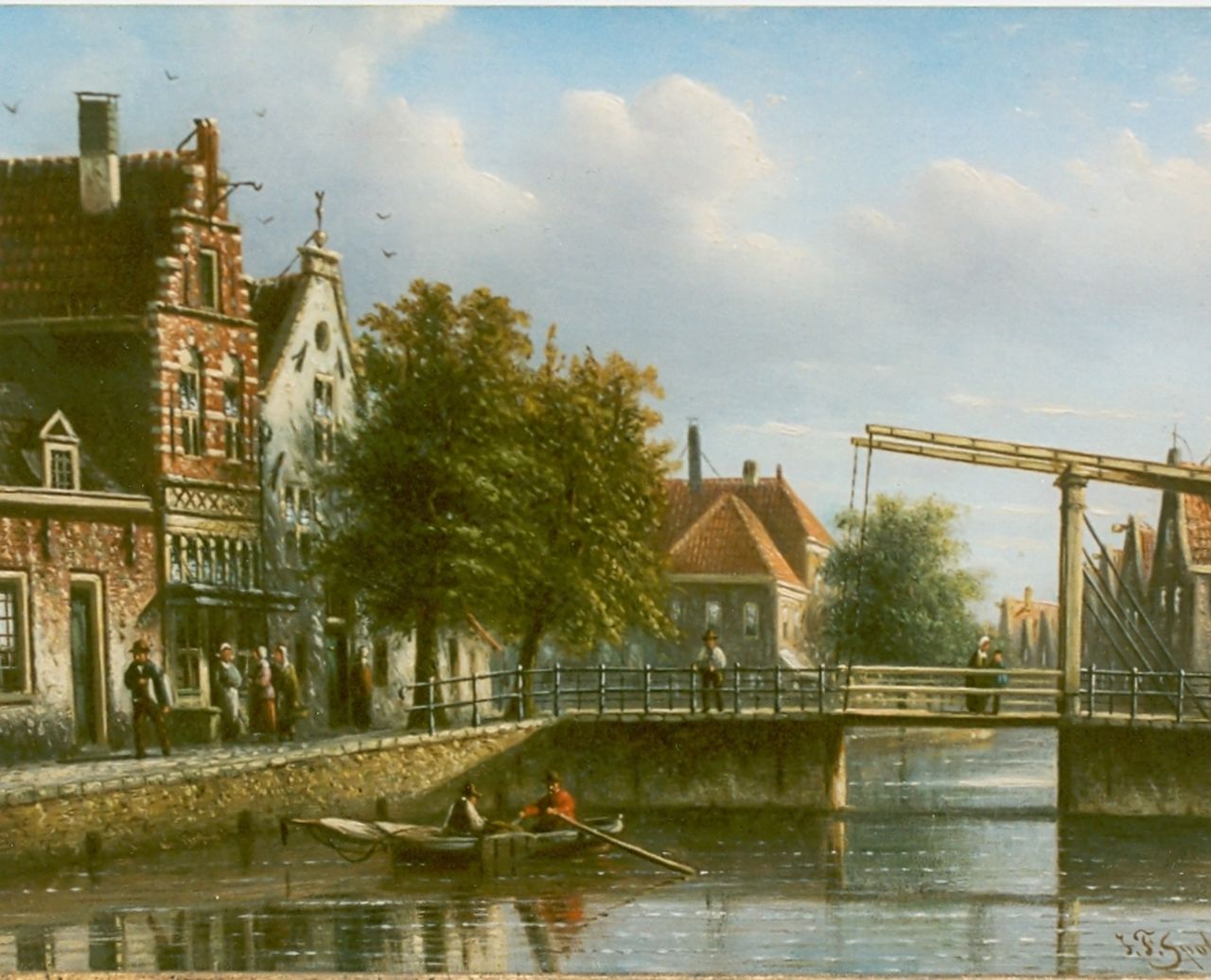 Spohler J.F. | Johannes Franciscus Spohler, Stadsgezicht met ophaalbrug, olieverf op paneel 15,5 x 20,8 cm, gesigneerd rechtsonder Spohler J.F. | Johannes Franciscus Spohler, Stadsgezicht met ophaalbrug, olieverf op paneel 15,5 x 20,8 cm, gesigneerd rechtsonder