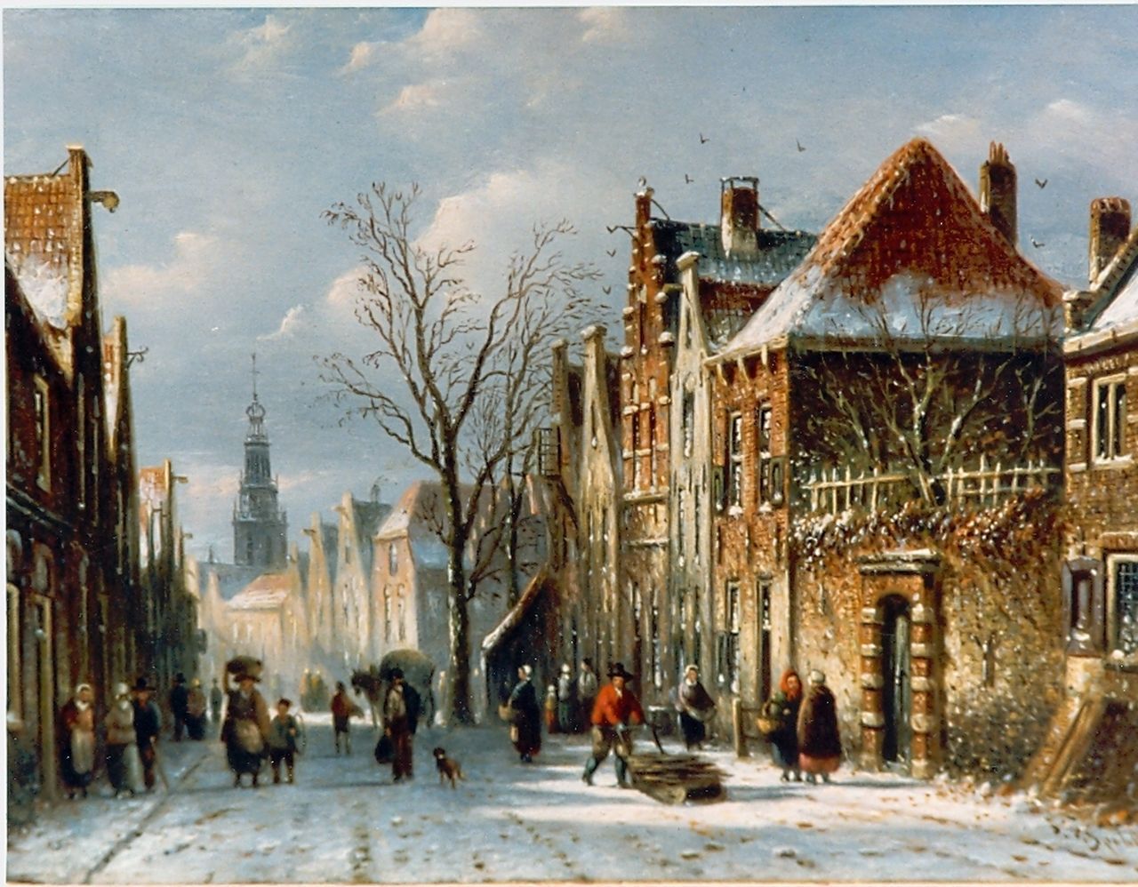 Spohler J.F. | Johannes Franciscus Spohler, Bedrijvigheid in Hollands stadje, olieverf op paneel 15,7 x 20,6 cm, gesigneerd rechtsonder Spohler J.F. | Johannes Franciscus Spohler, Bedrijvigheid in Hollands stadje, olieverf op paneel 15,7 x 20,6 cm, gesigneerd rechtsonder