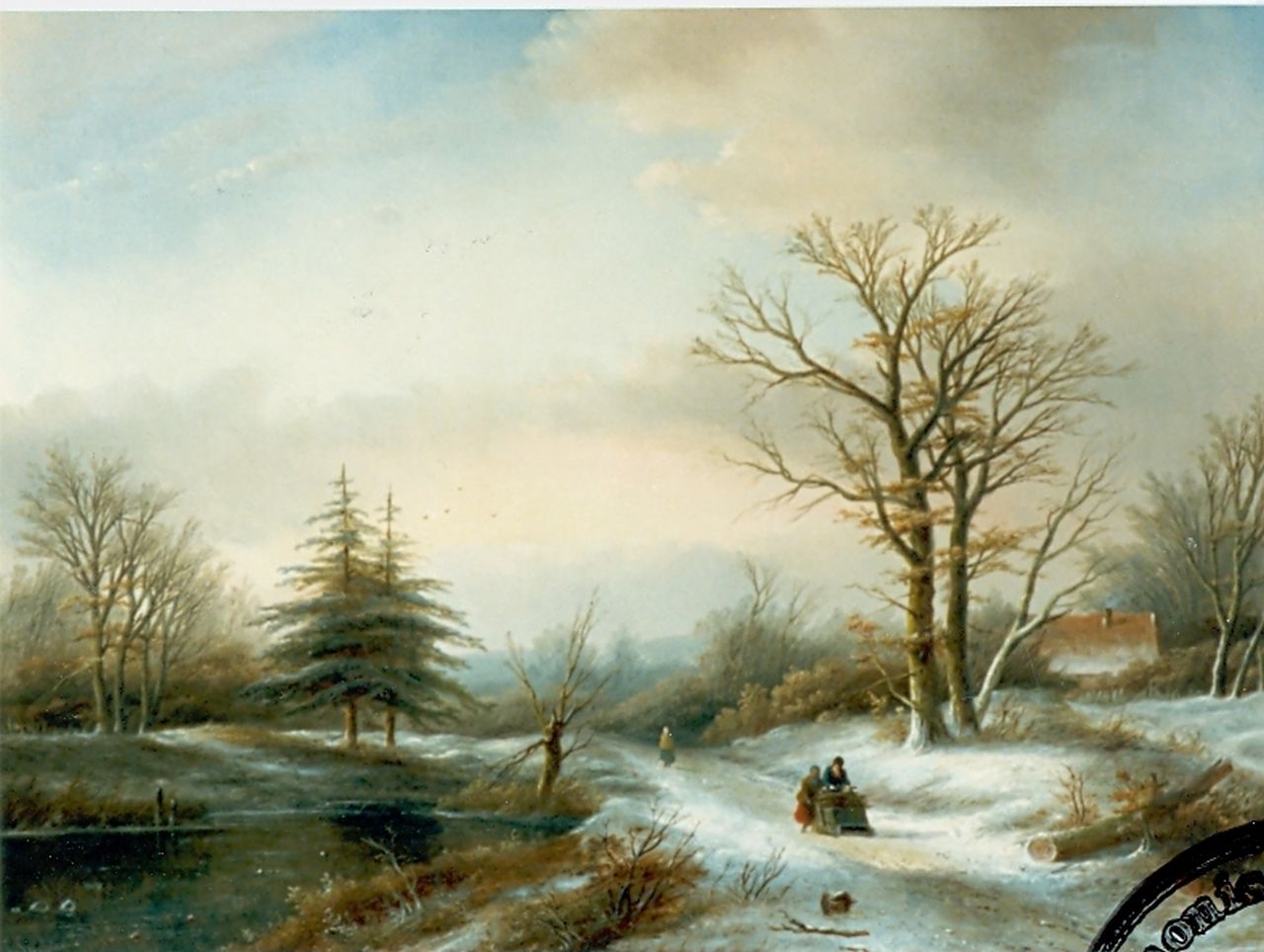 Spohler J.J. | Jan Jacob Spohler, Winterse avondstemming, olieverf op doek 52,5 x 73,0 cm, gesigneerd linksonder Spohler J.J. | Jan Jacob Spohler, Winterse avondstemming, olieverf op doek 52,5 x 73,0 cm, gesigneerd linksonder