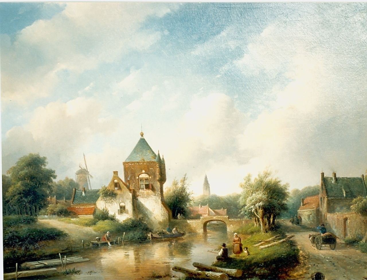 Spohler J.J. | Jan Jacob Spohler, Zomers stadsgezichtje aan de rivier, olieverf op doek 53,3 x 68,5 cm, gesigneerd rechtsonder en gedateerd '55 Spohler J.J. | Jan Jacob Spohler, Zomers stadsgezichtje aan de rivier, olieverf op doek 53,3 x 68,5 cm, gesigneerd rechtsonder en gedateerd '55