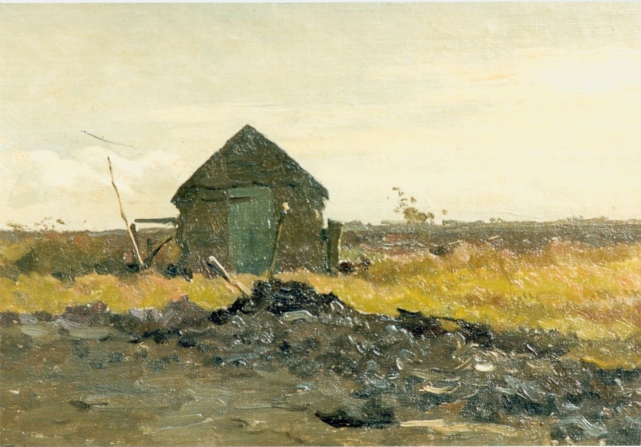 Tholen W.B. | Willem Bastiaan Tholen, Schuurtje op een erf, olieverf op doek op paneel 19,0 x 28,5 cm, gesigneerd linksonder en gedateerd '04 Tholen W.B. | Willem Bastiaan Tholen, Schuurtje op een erf, olieverf op doek op paneel 19,0 x 28,5 cm, gesigneerd linksonder en gedateerd '04