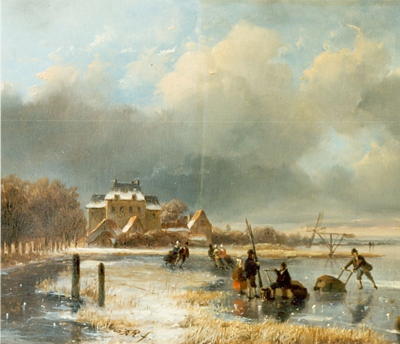 Roosenboom N.J. | Nicolaas Johannes Roosenboom, Ijsvermaak, olieverf op paneel 18,7 x 23,0 cm, gesigneerd middenonder monogram Roosenboom N.J. | Nicolaas Johannes Roosenboom, Ijsvermaak, olieverf op paneel 18,7 x 23,0 cm, gesigneerd middenonder monogram