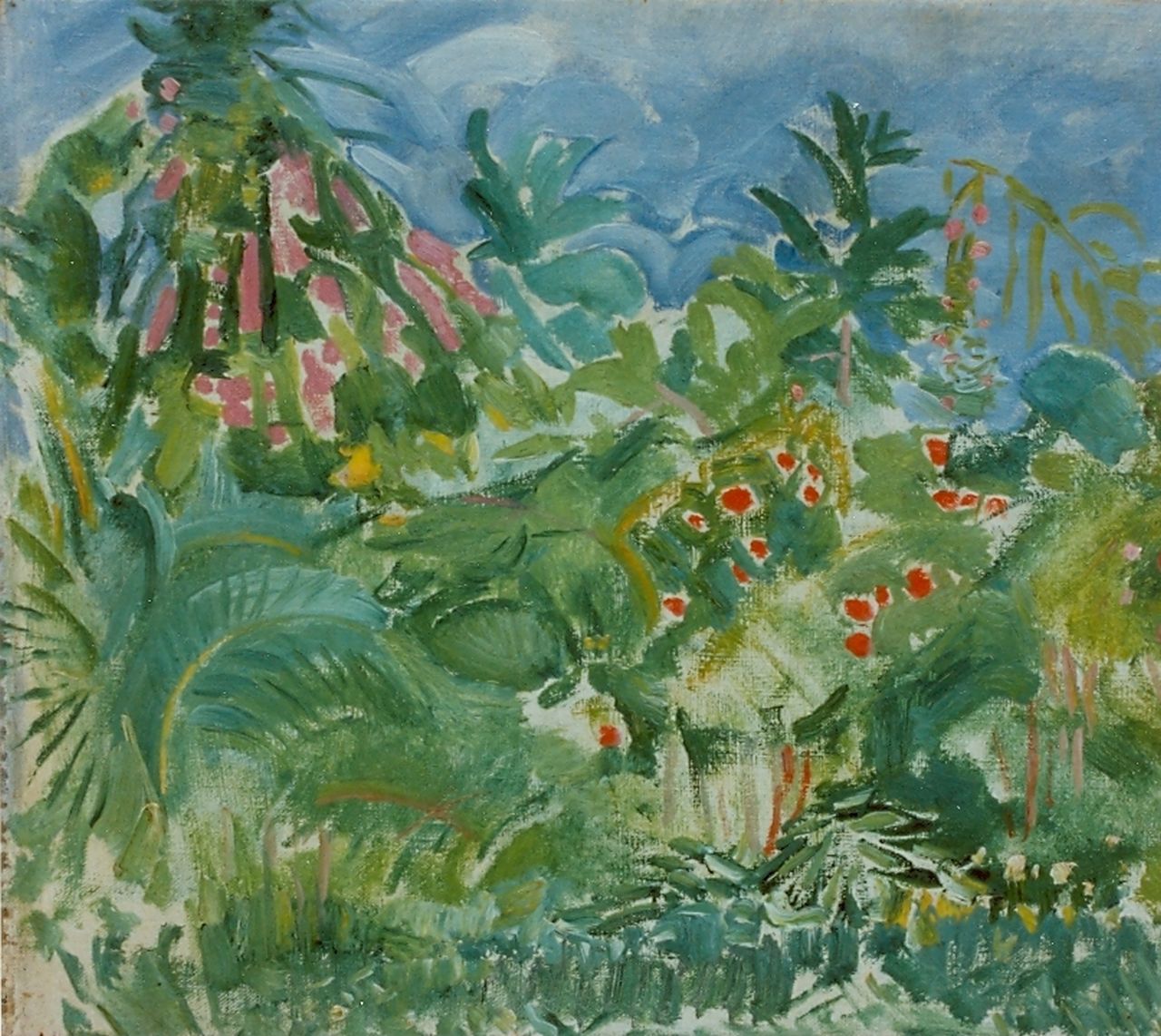 Gouwe A.H. | Adriaan Herman Gouwe, Tuin op Tahiti, olieverf op doek op paneel 34,0 x 38,7 cm, gesigneerd linksonder Gouwe A.H. | Adriaan Herman Gouwe, Tuin op Tahiti, olieverf op doek op paneel 34,0 x 38,7 cm, gesigneerd linksonder
