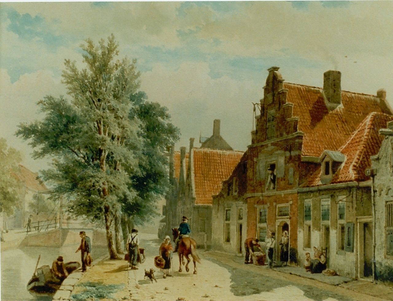 Springer C. | Cornelis Springer, De Burgwal in Haarlem, aquarel op papier 30,5 x 40,5 cm, gesigneerd rechtsonder en gedateerd 1843 Springer C. | Cornelis Springer, De Burgwal in Haarlem, aquarel op papier 30,5 x 40,5 cm, gesigneerd rechtsonder en gedateerd 1843