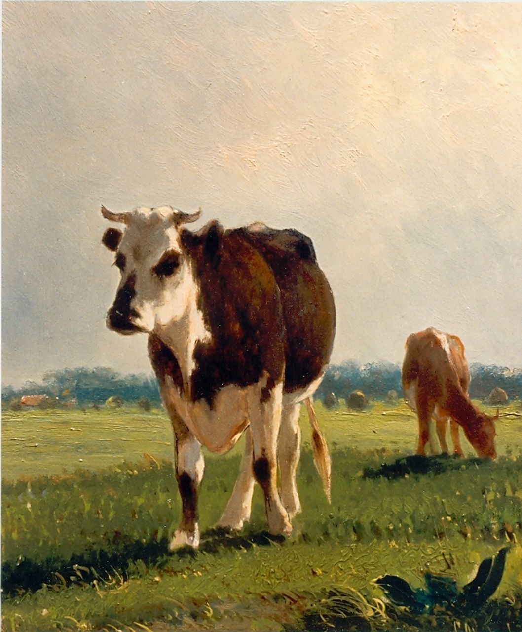 Westerbeek C. | Cornelis Westerbeek, Weidelandschap met koeien, olieverf op paneel 29,6 x 25,2 cm, gesigneerd rechtsonder Westerbeek C. | Cornelis Westerbeek, Weidelandschap met koeien, olieverf op paneel 29,6 x 25,2 cm, gesigneerd rechtsonder