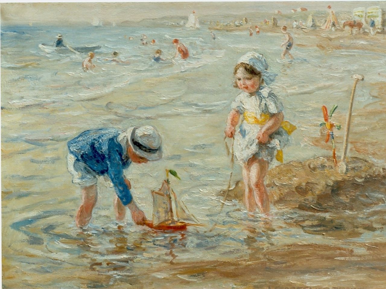 Zoetelief Tromp J. | Johannes 'Jan' Zoetelief Tromp, Spelende kinderen op het strand, olieverf op doek 30,0 x 40,0 cm, gesigneerd rechtsonder Zoetelief Tromp J. | Johannes 'Jan' Zoetelief Tromp, Spelende kinderen op het strand, olieverf op doek 30,0 x 40,0 cm, gesigneerd rechtsonder