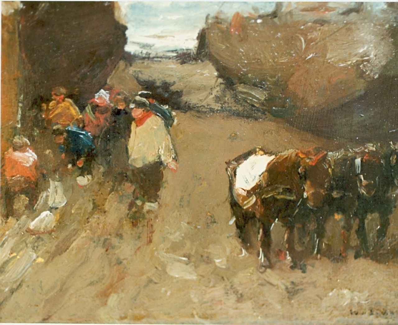Zwart W.H.P.J. de | Wilhelmus Hendrikus Petrus Johannes 'Willem' de Zwart, Duinstrand Scheveningen, olieverf op paneel 14,5 x 18,5 cm, gesigneerd rechtsonder