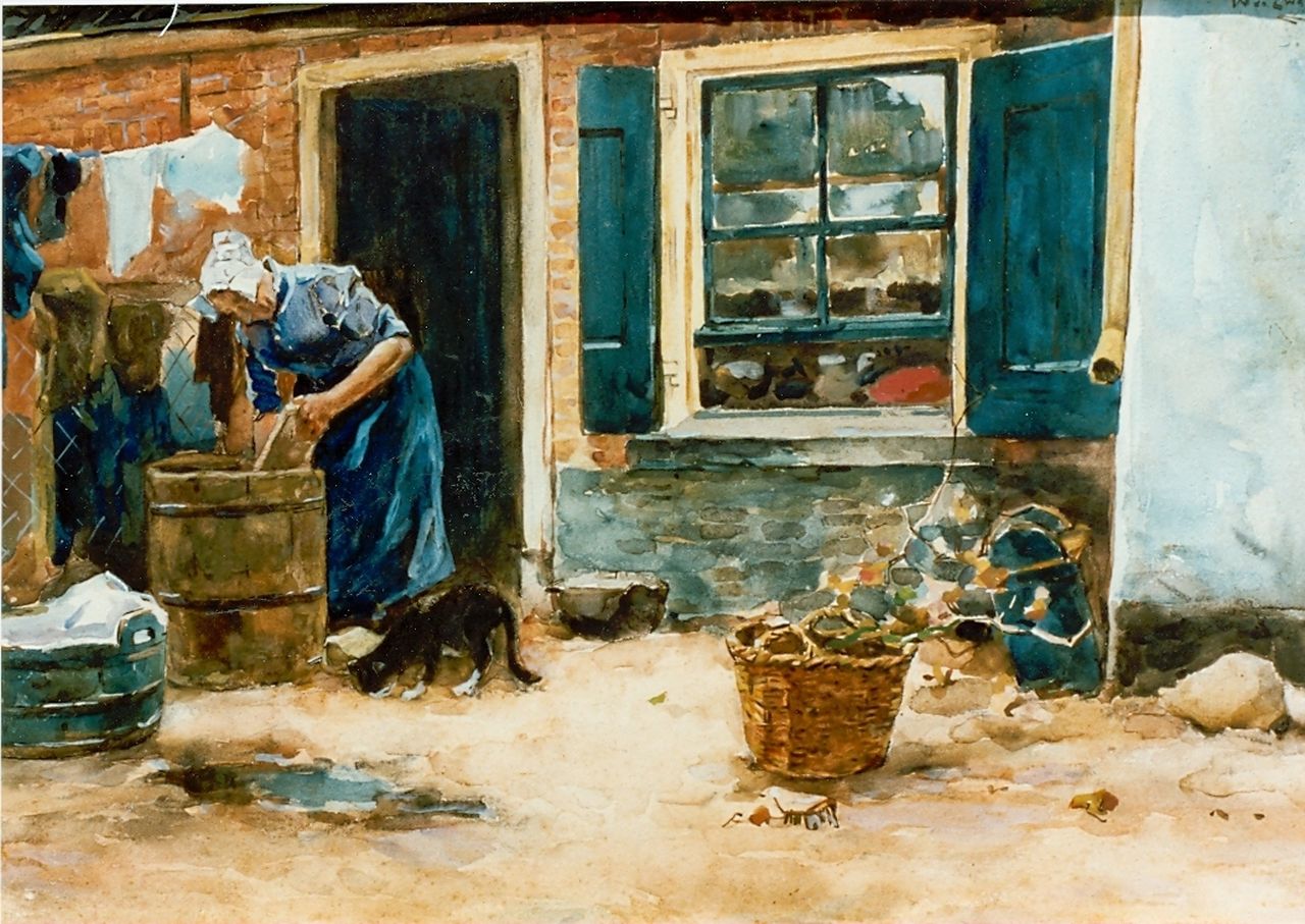 Zwart W.H.P.J. de | Wilhelmus Hendrikus Petrus Johannes 'Willem' de Zwart, Aan de was, aquarel op papier 36,0 x 52,0 cm