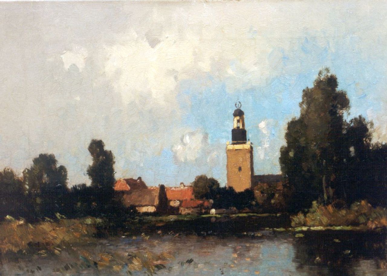 Knikker A. | Aris Knikker, Gezicht op Nieuwkoop, olieverf op doek 30,2 x 40,2 cm, gesigneerd rechtsonder met pseudoniem W. Markenstein Knikker A. | Aris Knikker, Gezicht op Nieuwkoop, olieverf op doek 30,2 x 40,2 cm, gesigneerd rechtsonder met pseudoniem W. Markenstein