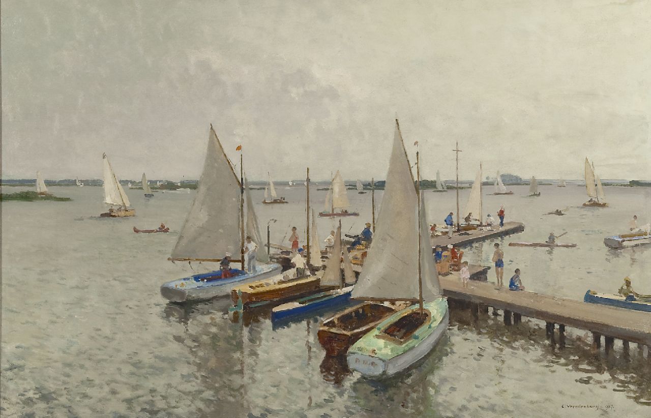 Vreedenburgh C.  | Cornelis Vreedenburgh, Jachthaven aan de Loosdrechtse Plassen, olieverf op doek 59,8 x 89,9 cm, gesigneerd rechtsonder en gedateerd 1937