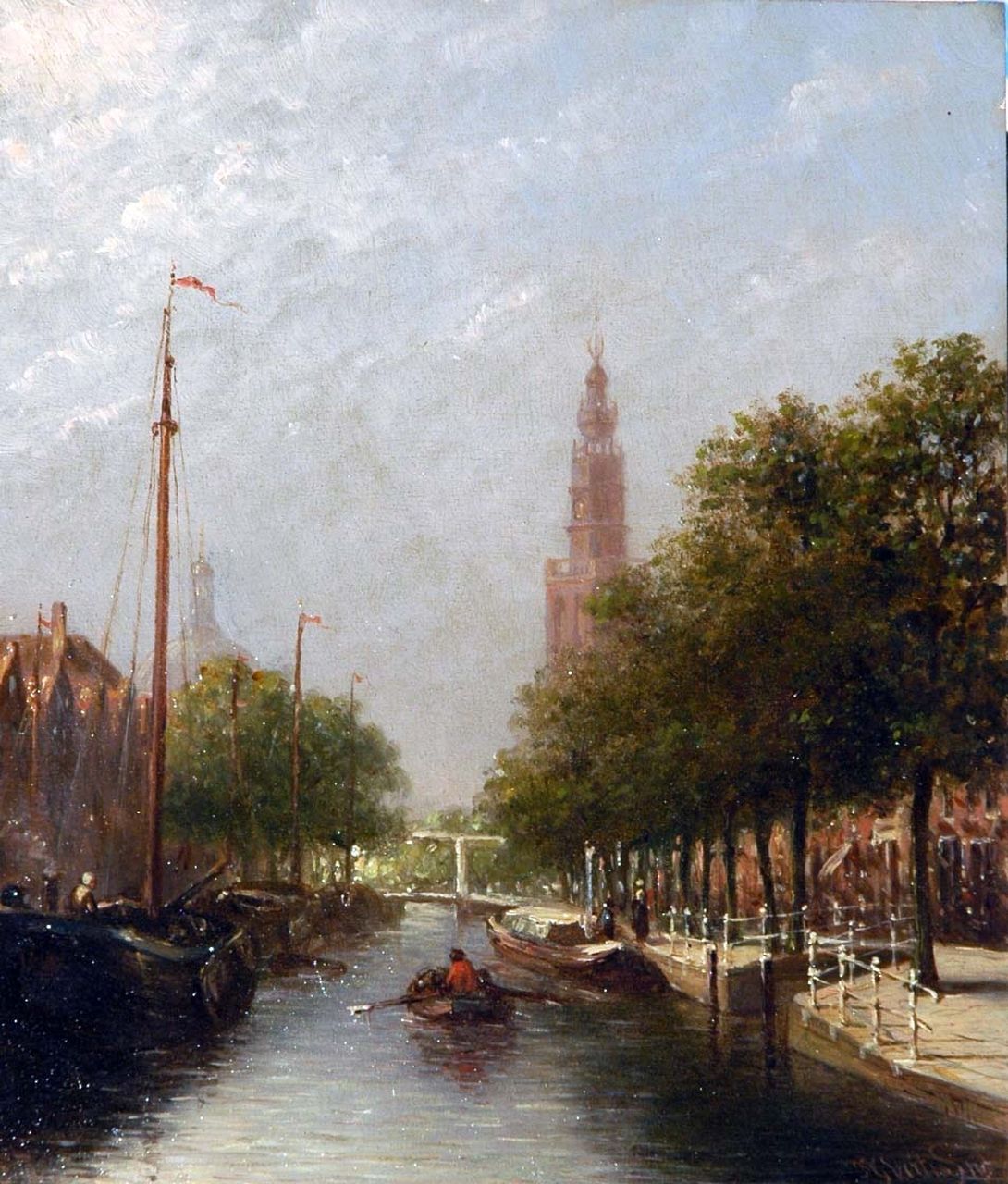 Vertin P.G. | Petrus Gerardus Vertin, Fantasiegezicht met stadsgracht in Leiden, olieverf op paneel 23,9 x 20,3 cm, gesigneerd rechtsonder en gedateerd '85 Vertin P.G. | Petrus Gerardus Vertin, Fantasiegezicht met stadsgracht in Leiden, olieverf op paneel 23,9 x 20,3 cm, gesigneerd rechtsonder en gedateerd '85