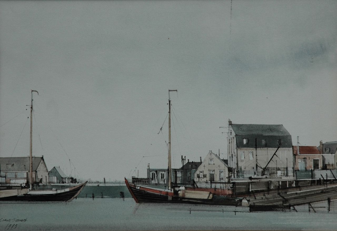 Siewert F. | Feliciano 'Ciano' Siewert, Havenkade, aquarel op papier 45,5 x 65,5 cm, gesigneerd linksonder en gedateerd 1975 Siewert F. | Feliciano 'Ciano' Siewert, Havenkade, aquarel op papier 45,5 x 65,5 cm, gesigneerd linksonder en gedateerd 1975