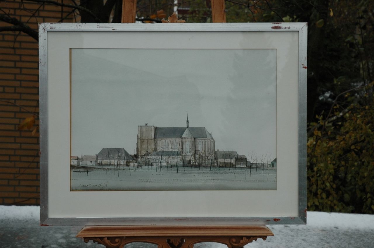 Siewert F. | Feliciano 'Ciano' Siewert, Gezicht op een kerk, aquarel op papier 45,5 x 65,5 cm, gesigneerd linksonder en gedateerd '75 Siewert F. | Feliciano 'Ciano' Siewert, Gezicht op een kerk, aquarel op papier 45,5 x 65,5 cm, gesigneerd linksonder en gedateerd '75