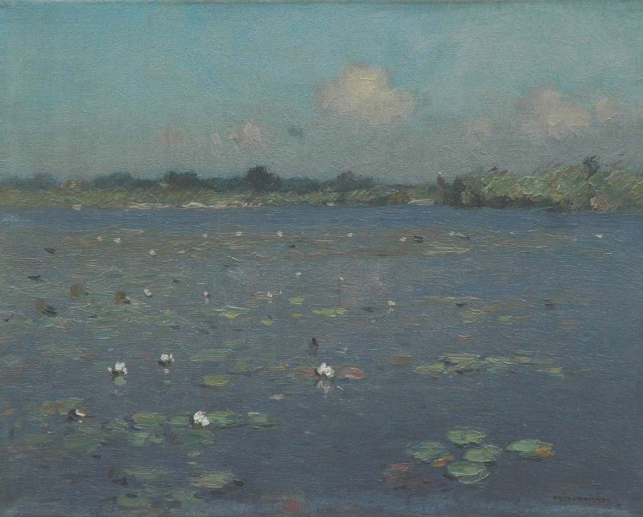 Knikker A. | Aris Knikker, Waterlelies, olieverf op doek 24,4 x 30,4 cm, gesigneerd rechtsonder Knikker A. | Aris Knikker, Waterlelies, olieverf op doek 24,4 x 30,4 cm, gesigneerd rechtsonder