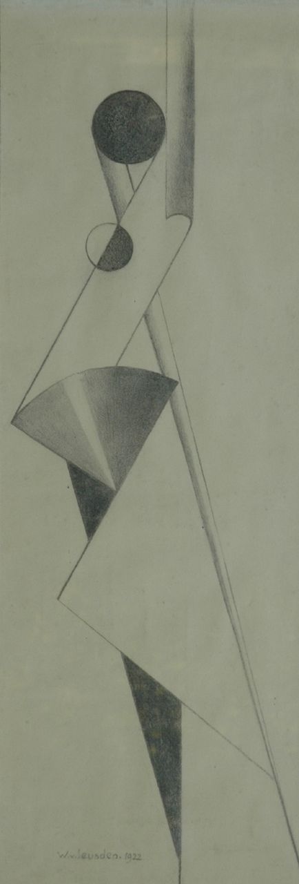 Leusden W. van | Willem van Leusden, Danseres, zwart krijt op papier 73,5 x 26,0 cm, gesigneerd linksonder en gedateerd 1922