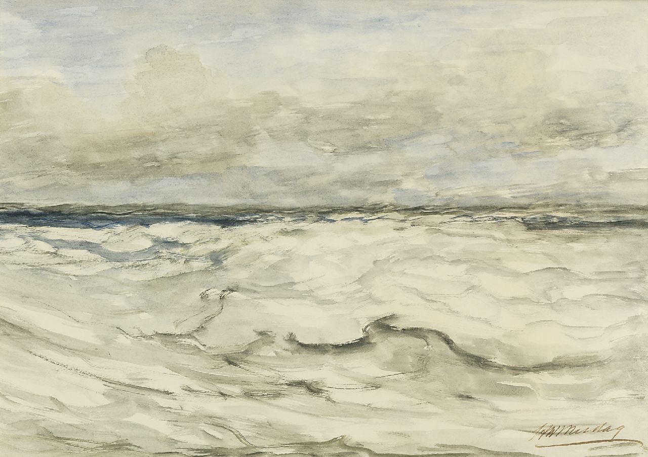 Mesdag H.W. | Hendrik Willem Mesdag, Zeegezicht, aquarel op papier 36,7 x 52,1 cm, gesigneerd rechtsonder Mesdag H.W. | Hendrik Willem Mesdag, Zeegezicht, aquarel op papier 36,7 x 52,1 cm, gesigneerd rechtsonder