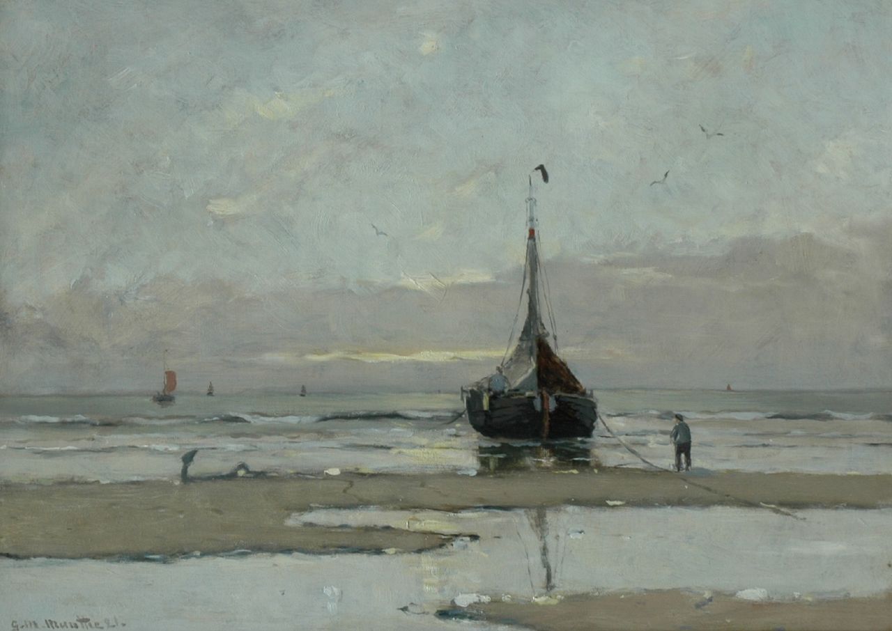 Munthe G.A.L.  | Gerhard Arij Ludwig 'Morgenstjerne' Munthe, Bomschuit op het strand, olieverf op doek 51,2 x 71,0 cm, gesigneerd linksonder en gedateerd '21