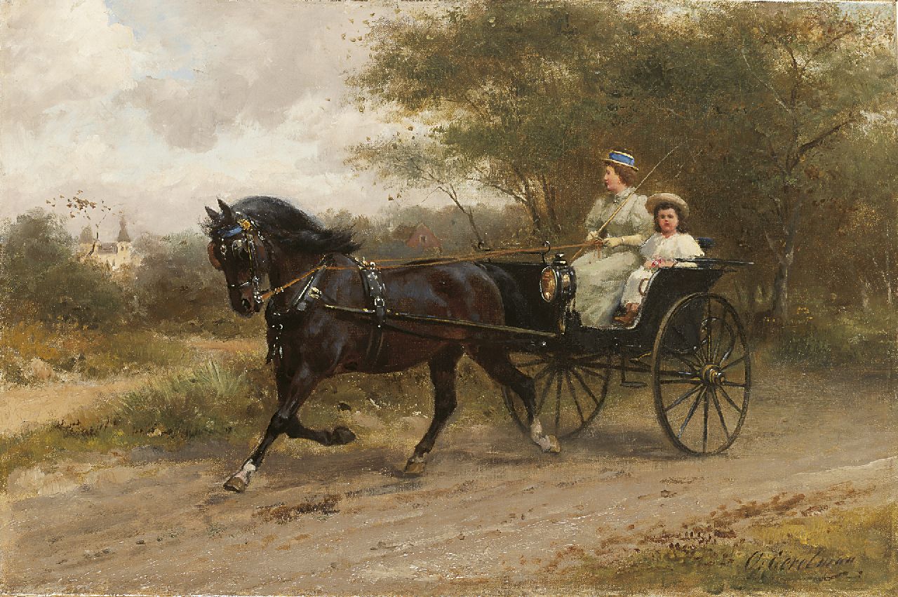 Eerelman O.  | Otto Eerelman, Samen uit rijden, olieverf op doek 32,3 x 48,3 cm, gesigneerd rechtsonder