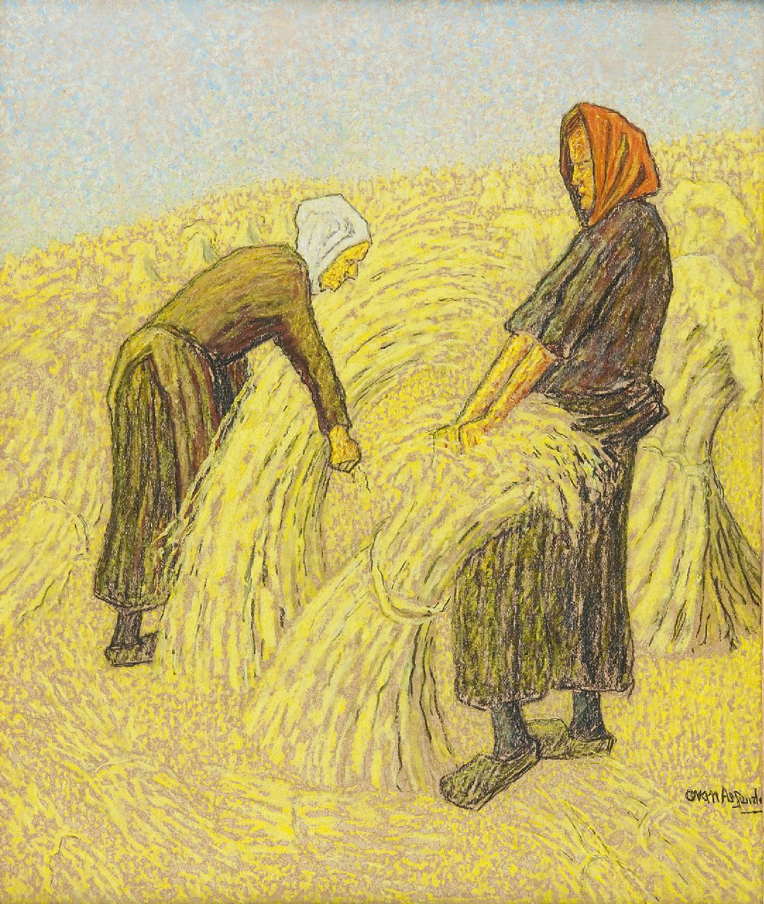 Assendelft C.A. van | Cornelis Albert van Assendelft, Oogsttijd, pastel op papier 70,5 x 56,0 cm, gesigneerd rechtsonder Assendelft C.A. van | Cornelis Albert van Assendelft, Oogsttijd, pastel op papier 70,5 x 56,0 cm, gesigneerd rechtsonder