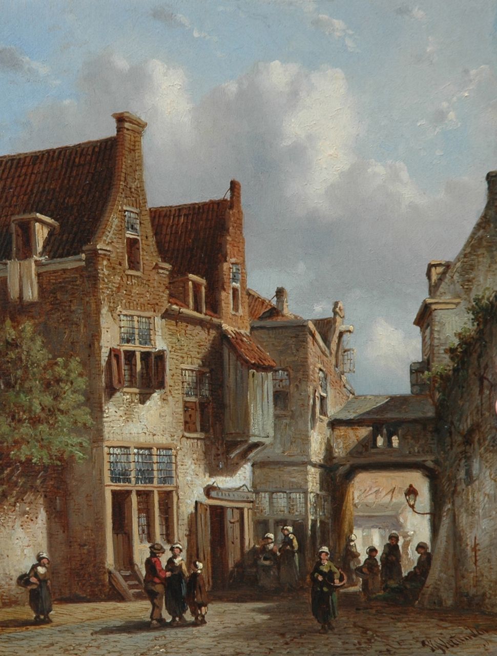 Vertin P.G. | Petrus Gerardus Vertin, Zonovergoten straatje, olieverf op paneel 22,1 x 16,9 cm, gesigneerd rechtsonder en gedateerd '61 Vertin P.G. | Petrus Gerardus Vertin, Zonovergoten straatje, olieverf op paneel 22,1 x 16,9 cm, gesigneerd rechtsonder en gedateerd '61