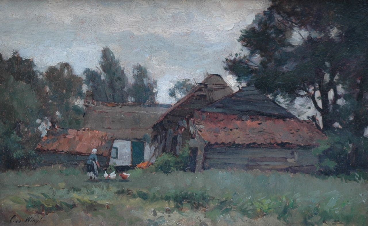 Windt Ch. van der | Christophe 'Chris' van der Windt, Zomerlandschap nabij Nootdorp, olieverf op papier op schildersboard 28,0 x 43,8 cm, gesigneerd linksonder Windt Ch. van der | Christophe 'Chris' van der Windt, Zomerlandschap nabij Nootdorp, olieverf op papier op schildersboard 28,0 x 43,8 cm, gesigneerd linksonder