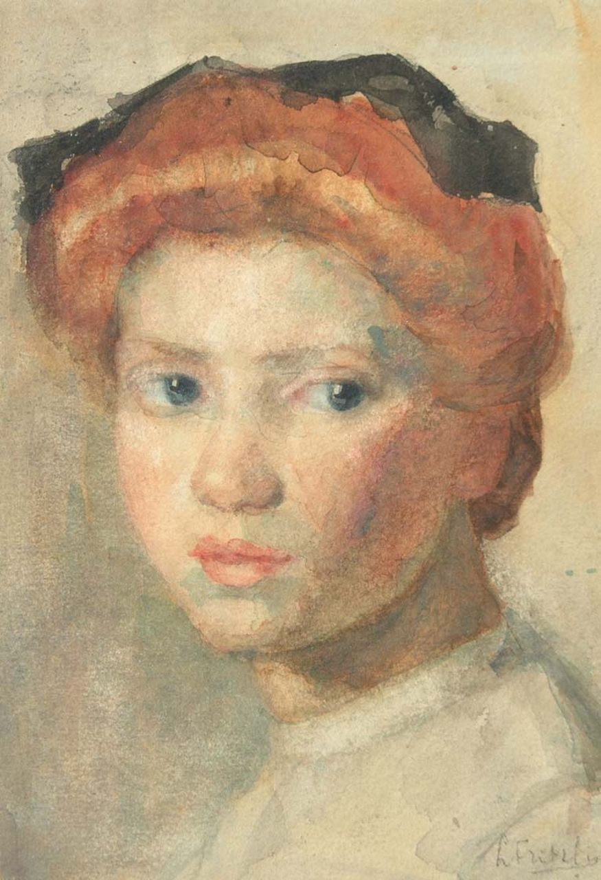 Fritzlin M.C.L. | Maria Charlotta 'Louise' Fritzlin, Portret van Sientje, zwart krijt en aquarel op papier 19,8 x 13,8 cm, gesigneerd rechtsonder Fritzlin M.C.L. | Maria Charlotta 'Louise' Fritzlin, Portret van Sientje, zwart krijt en aquarel op papier 19,8 x 13,8 cm, gesigneerd rechtsonder