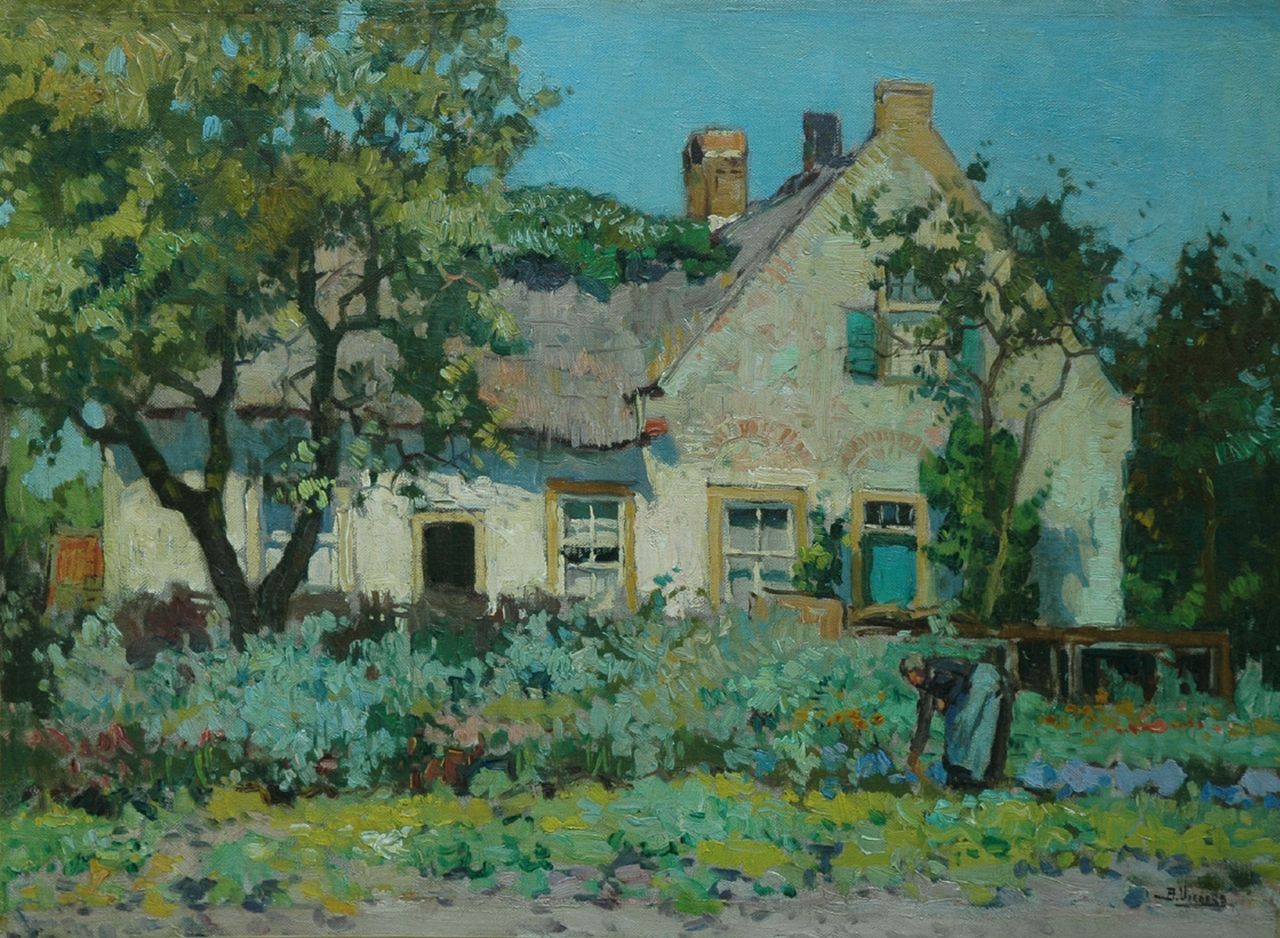 Viegers B.P. | Bernardus Petrus 'Ben' Viegers, In de moestuin, olieverf op doek 42,5 x 57,6 cm, gesigneerd rechtsonder Viegers B.P. | Bernardus Petrus 'Ben' Viegers, In de moestuin, olieverf op doek 42,5 x 57,6 cm, gesigneerd rechtsonder