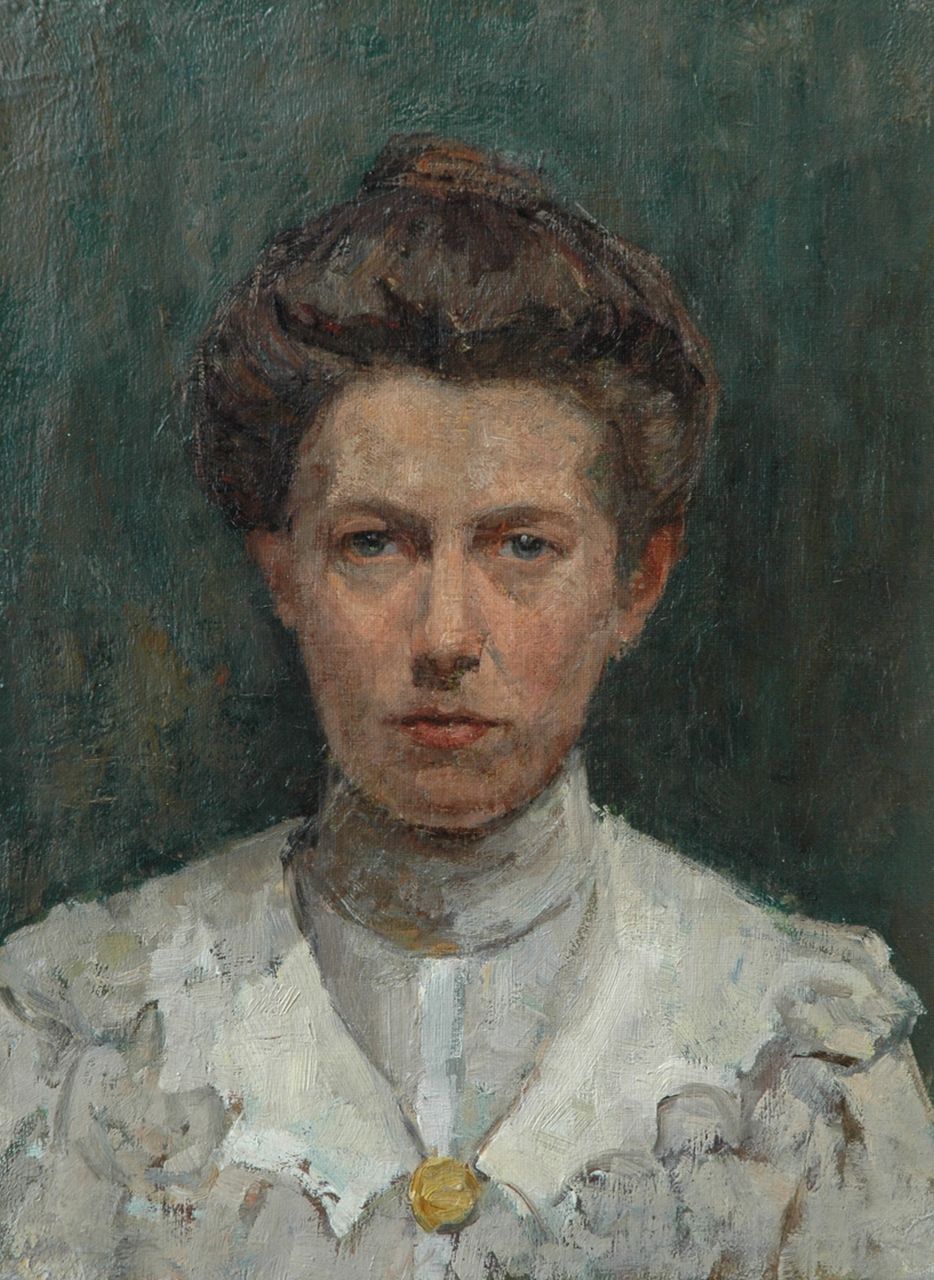 Fritzlin M.C.L. | Maria Charlotta 'Louise' Fritzlin, Vrouw met opgestoken haar, olieverf op doek 36,0 x 27,0 cm, te dateren 1908 Fritzlin M.C.L. | Maria Charlotta 'Louise' Fritzlin, Vrouw met opgestoken haar, olieverf op doek 36,0 x 27,0 cm, te dateren 1908