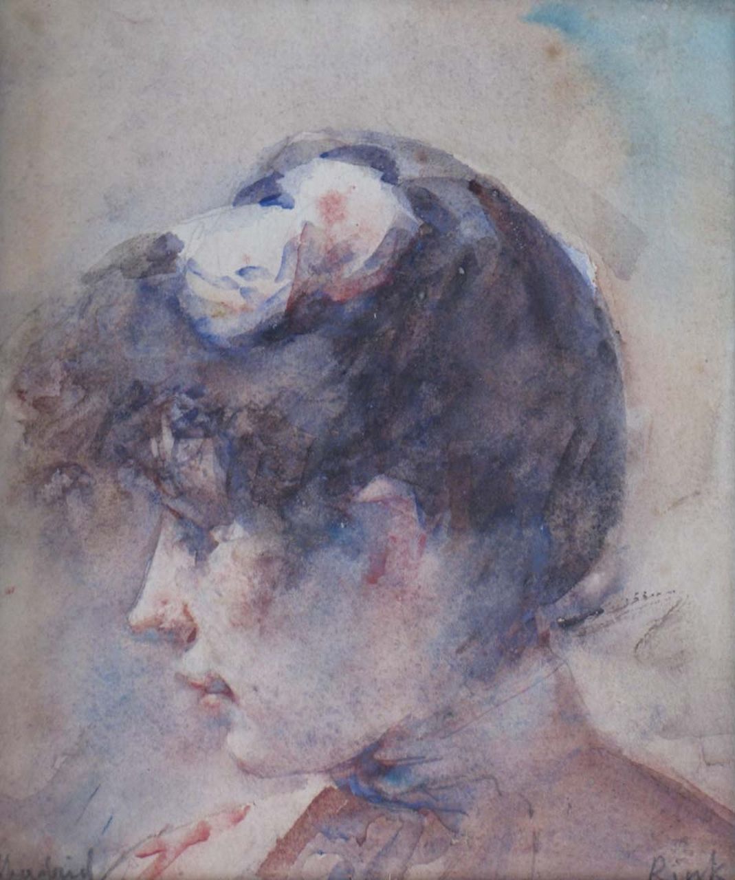 Rink P.Ph. | Paulus Philippus 'Paul' Rink, Dolores, aquarel op papier 20,3 x 17,0 cm, gesigneerd rechtsonder Rink P.Ph. | Paulus Philippus 'Paul' Rink, Dolores, aquarel op papier 20,3 x 17,0 cm, gesigneerd rechtsonder