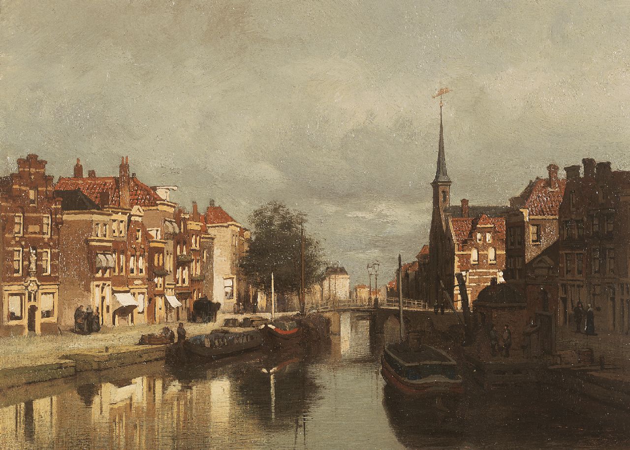 Klinkenberg J.C.K. | Johannes Christiaan Karel Klinkenberg, Stadsgezicht met de Lutherse Kerk aan het Noordeinde in Delft, olieverf op paneel 19,9 x 27,0 cm, gesigneerd rechtsonder Klinkenberg J.C.K. | Johannes Christiaan Karel Klinkenberg, Stadsgezicht met de Lutherse Kerk aan het Noordeinde in Delft, olieverf op paneel 19,9 x 27,0 cm, gesigneerd rechtsonder