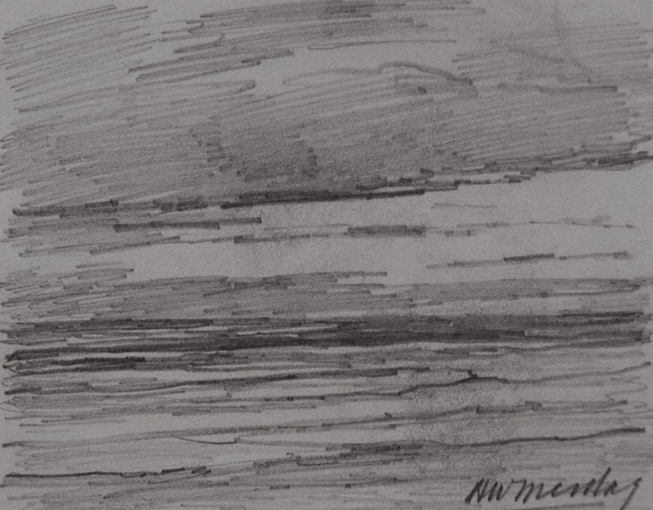 Mesdag H.W. | Hendrik Willem Mesdag, Zee en wolken, potlood op papier 8,7 x 11,2 cm, gesigneerd rechtsonder Mesdag H.W. | Hendrik Willem Mesdag, Zee en wolken, potlood op papier 8,7 x 11,2 cm, gesigneerd rechtsonder