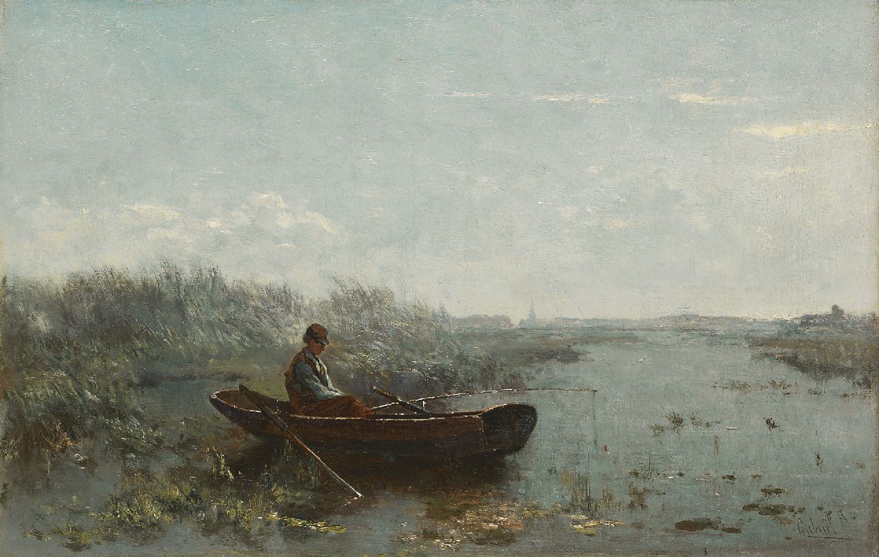 Gabriel P.J.C.  | Paul Joseph Constantin 'Constan(t)' Gabriel, Visser in de vroege ochtend, olieverf op doek 30,2 x 47,0 cm, gesigneerd rechtsonder