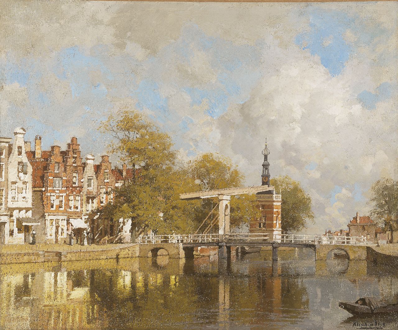 Klinkenberg J.C.K. | Johannes Christiaan Karel Klinkenberg, Verdronkenoord met de Accijnstoren, Alkmaar, olieverf op doek 38,9 x 47,0 cm, gesigneerd rechtsonder Klinkenberg J.C.K. | Johannes Christiaan Karel Klinkenberg, Verdronkenoord met de Accijnstoren, Alkmaar, olieverf op doek 38,9 x 47,0 cm, gesigneerd rechtsonder